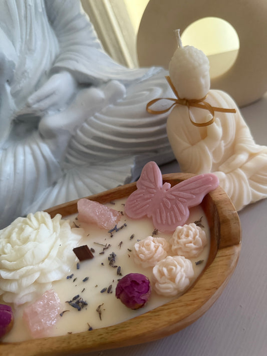 Set romantische kaarsen met Rozenkwarts