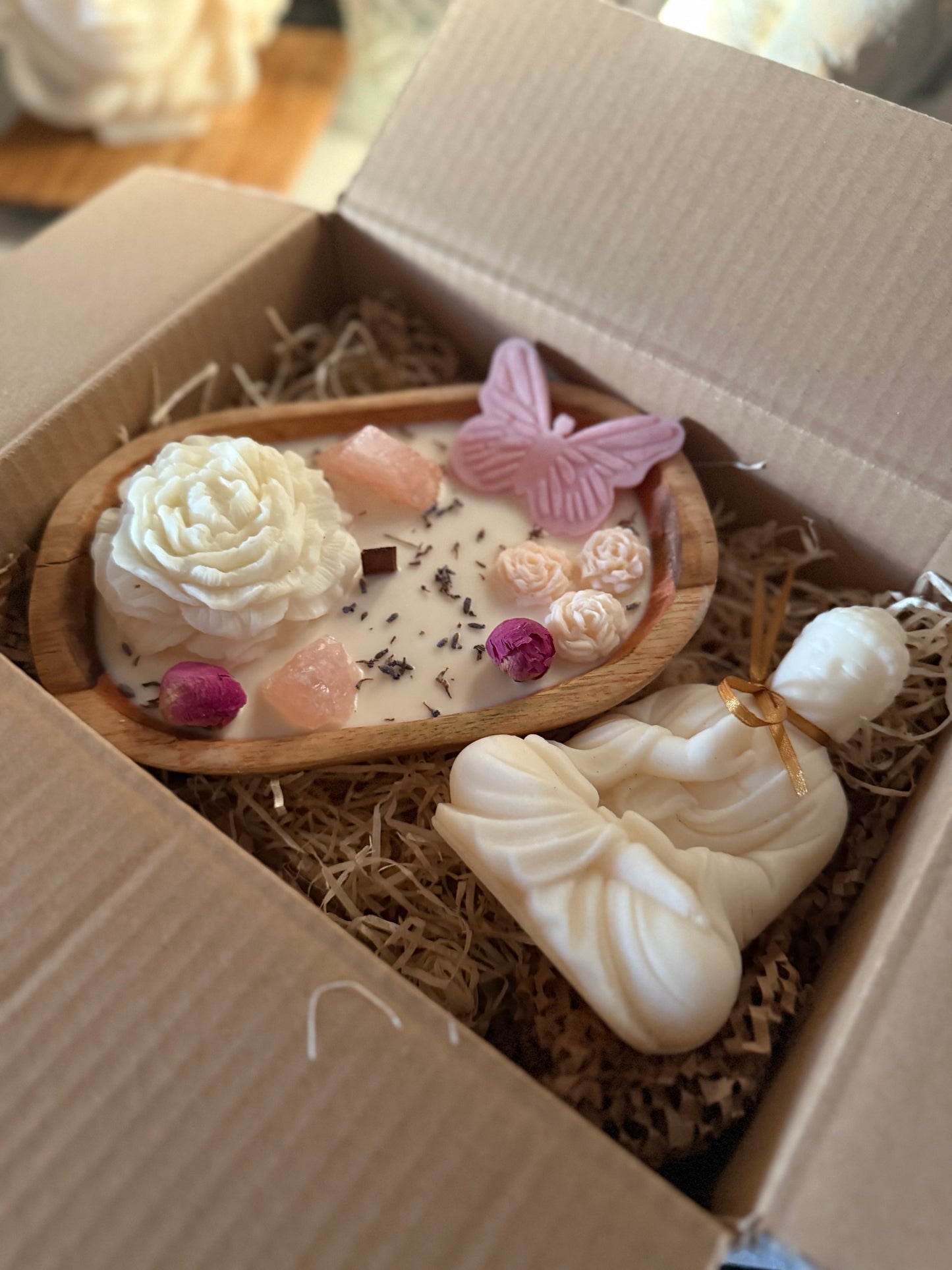 Set romantische kaarsen met Rozenkwarts