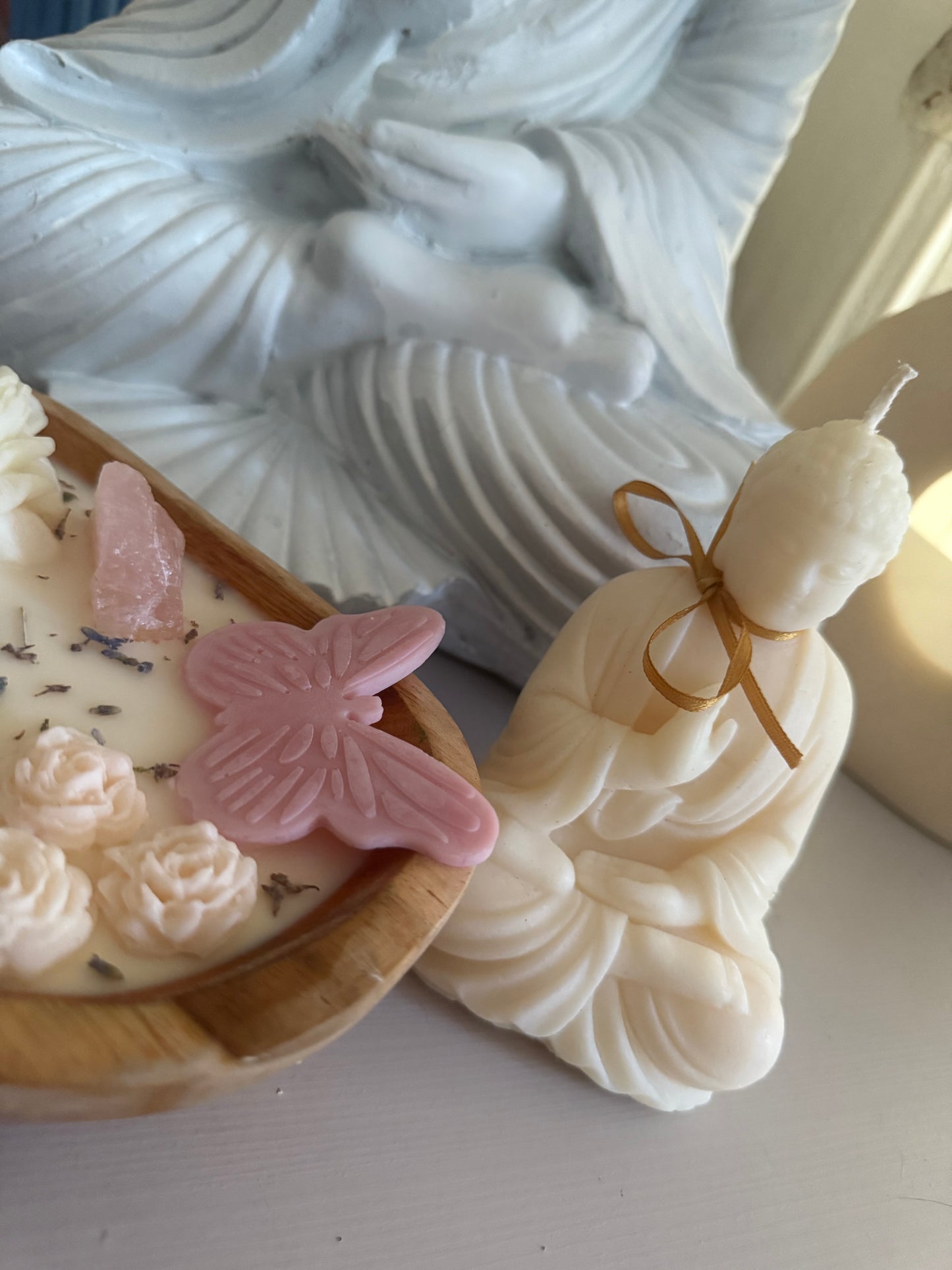 Set romantische kaarsen met Rozenkwarts