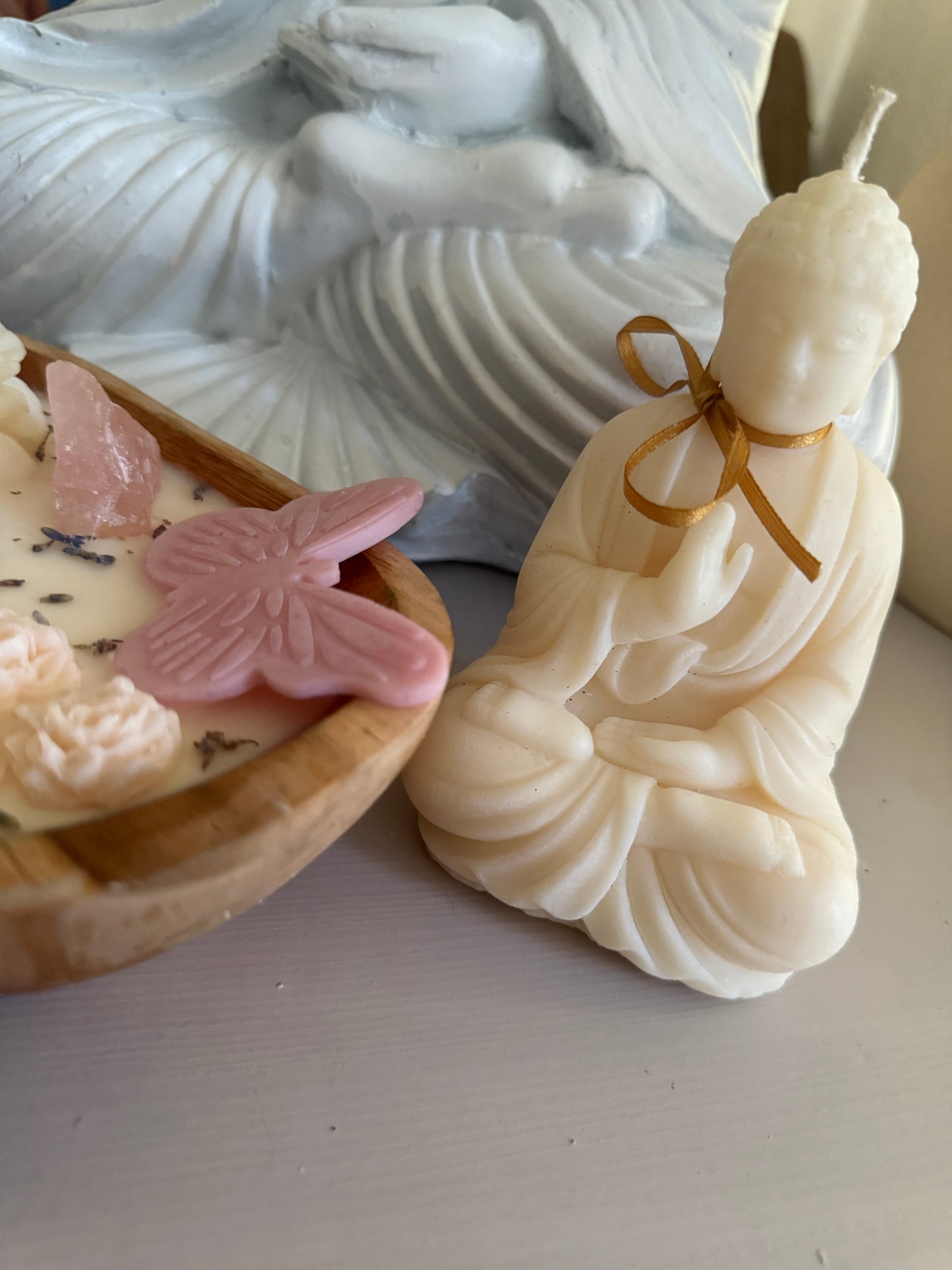 Set romantische kaarsen met Rozenkwarts