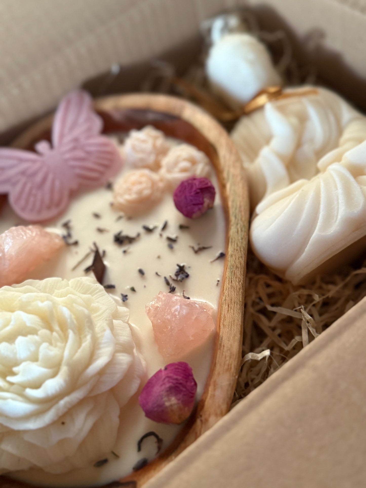 Set romantische kaarsen met Rozenkwarts