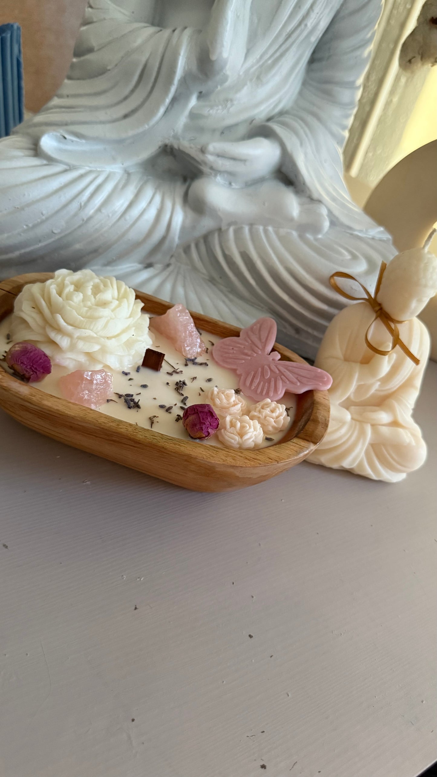 Set romantische kaarsen met Rozenkwarts