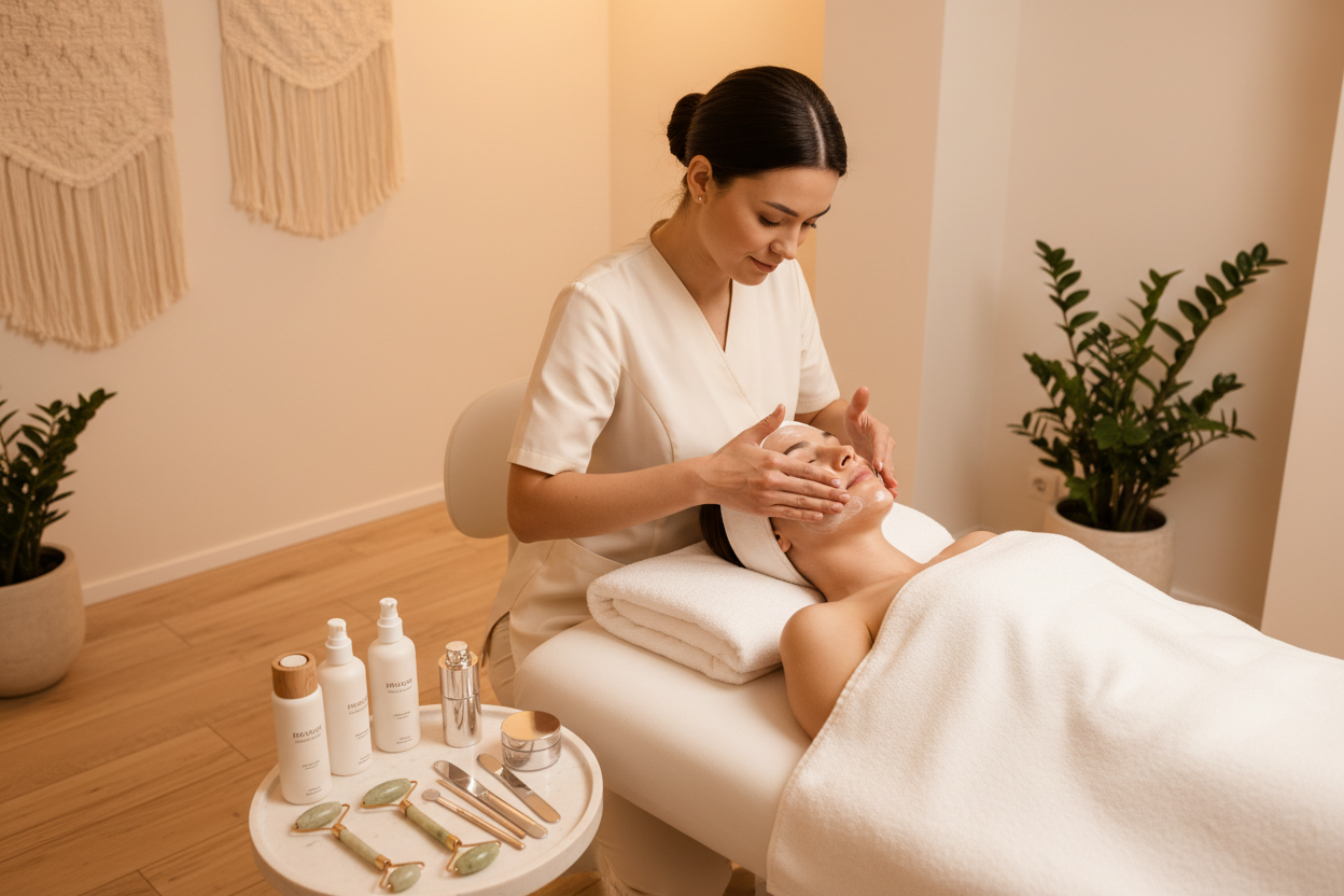 Een complete glow-behandeling met uitgebreide dieptereiniging, verzorging van de wenkbrauwen (epileren, harsen en/of verven), een ontspannende gezichtsmassage en een hotstone nekmassage. De behandeling wordt afgerond met een verzorgend masker, Glow Up serum en dagcrème voor een frisse, stralende huid.