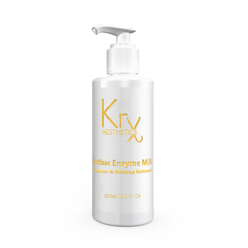 KRX Antibac Enzyme Milk Cleanser &amp; Makeup Remover
Is speciaal gemaakt om vuil en make-up te verwijderen. Het heeft antimicrobiële eigenschappen die niet alleen helpen bij het reinigen van de huid, maar ook bij acne en acne-gevoelige huid.

KRX Antibac Enzyme Milk Cleanser &amp; Makeup Remover Het kan worden gebruikt als dagelijkse reiniger, of vóór microneedling (rf)-, laser- en zelfs chemische peelingprocedures.