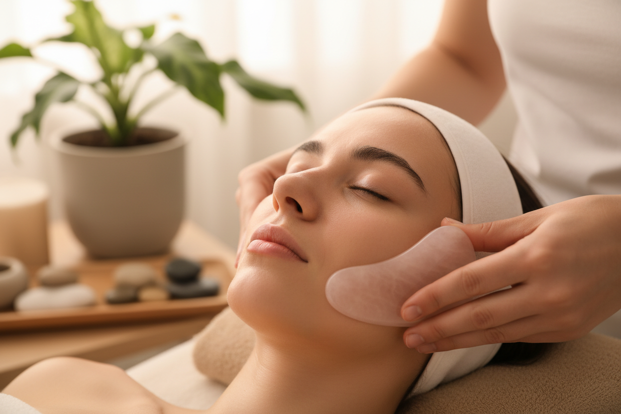 bindweefselmassage gezicht met guasha